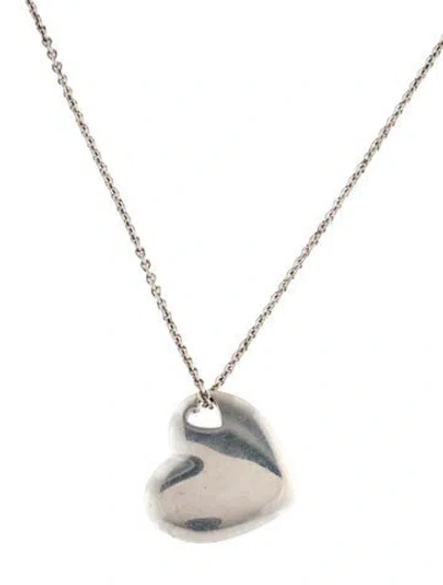 Pre-owned Tiffany & Co Pierced Heart Pendant Necklace, 16" In Multi