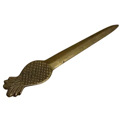 Pre-owned Tiffany & Co Pineapple Sculptural Solid Brass Letter Opener In Brown