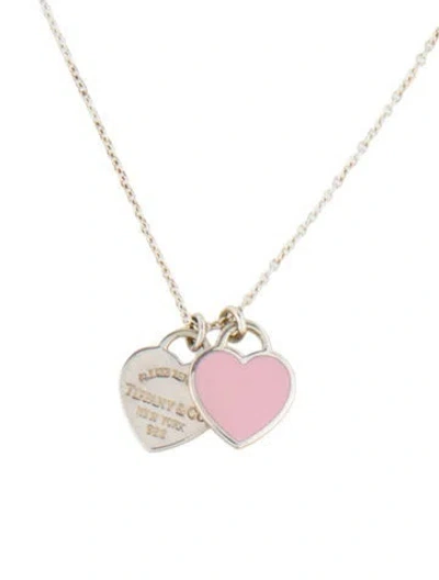 Pre-owned Tiffany & Co Pink Double Heart Tag Pendant In Multi