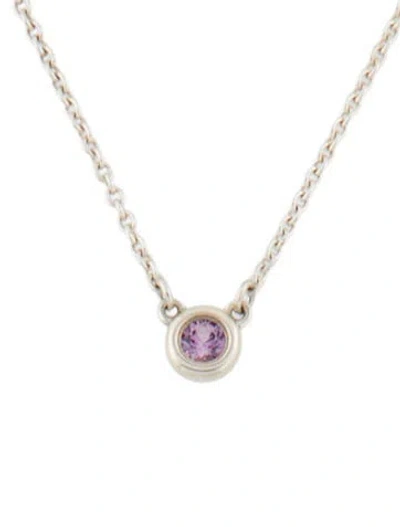 Pre-owned Tiffany & Co Pink Sapphire Color By The Yard Pendant Necklace, 16" In Multi