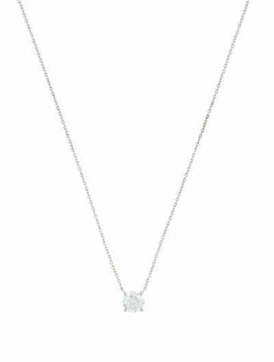 Pre-owned Tiffany & Co Platinum 1.04ct Diamond Solitaire Pendant Necklace, 18.5" In Multi
