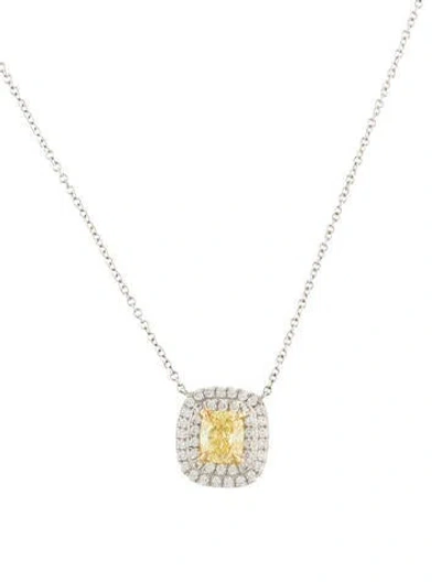 Pre-owned Tiffany & Co Platinum 1.09ctw Diamond Soleste Pendant Necklace, 16" In Multi