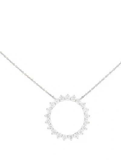 Pre-owned Tiffany & Co Platinum 1.26ctw Diamond Open Circle Pendant Necklace, 16.5" In Multi