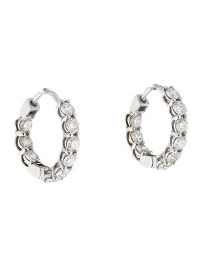 Pre-owned Tiffany & Co Platinum 1.51ctw Diamond Hoop Earrings In Multi