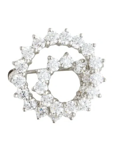 Pre-owned Tiffany & Co Platinum 1.62ctw Diamond Spiral Pin Brooch In Multi