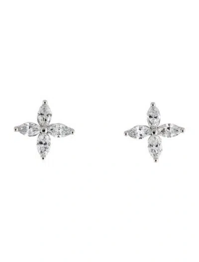 Pre-owned Tiffany & Co Platinum 1.62ctw Diamond Victoria Large Stud Earrings In Multicolor