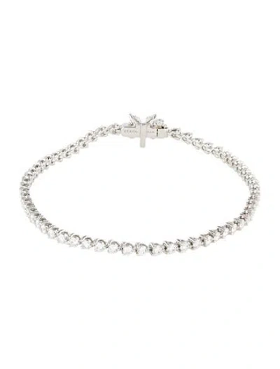 Pre-owned Tiffany & Co Platinum 1.82ctw Diamond Victoria Line Bracelet, 6.5" In Multi