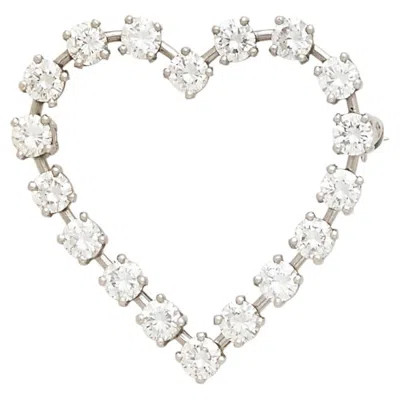 Pre-owned Tiffany & Co . Platinum 2.15 Ct Diamond Heart Brooch Elegant! In Multiple