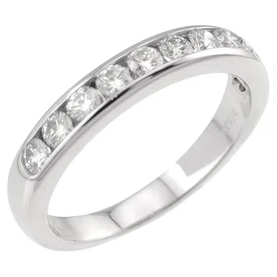 Pre-owned Tiffany & Co . Platinum 3mm Half Circle Diamond Wedding Band Ring 4.75 In Multiple