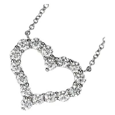 Pre-owned Tiffany & Co . Platinum .54ct Diamond Heart Pendant Necklace In Multiple