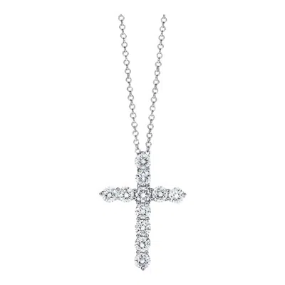 Pre-owned Tiffany & Co . Platinum .90ct Diamond Cross Pendant Necklace Medium In Multiple