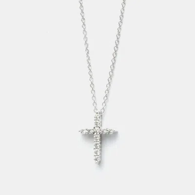 Pre-owned Tiffany & Co Platinum And Diamond Cross Pendant Necklace