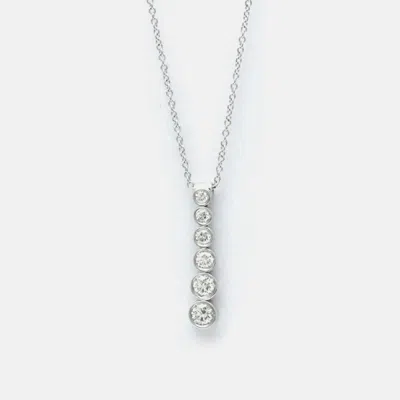 Pre-owned Tiffany & Co Platinum And Diamond Jazz Drop Pendant Necklace