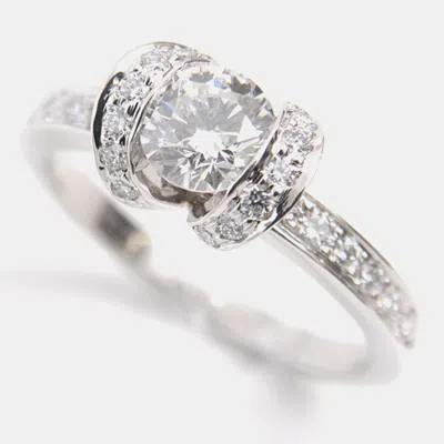 Pre-owned Tiffany & Co Platinum And Diamond Ribbon Solitaire Ring Eu 50