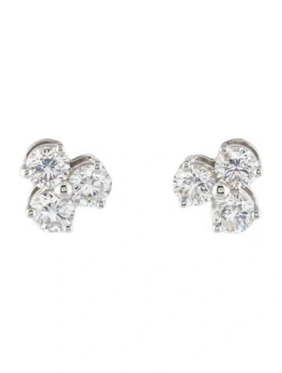 Pre-owned Tiffany & Co Platinum Diamond Aria Stud Earrings In Multi