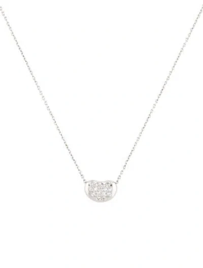 Pre-owned Tiffany & Co Platinum Diamond Bean Design Pendant Necklace, 16" In Multi