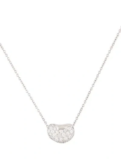 Pre-owned Tiffany & Co Platinum Diamond Bean Design Pendant Necklace, 16" In Multi