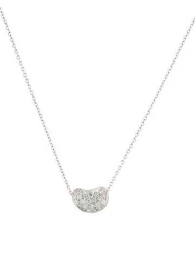 Pre-owned Tiffany & Co Platinum Diamond Bean Design Pendant Necklace, 16.5" In Multi