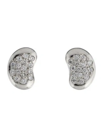 Pre-owned Tiffany & Co Platinum Diamond Bean Design Stud Earrings In Multi