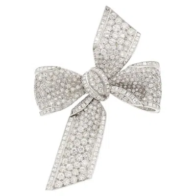Pre-owned Tiffany & Co . Platinum Diamond Bow Brooch 1950s Appx 9.5 Cts Iconic! In Multiple