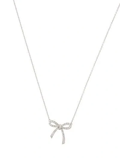 Pre-owned Tiffany & Co Platinum Diamond Bow Pendant Necklace, 18" In Multi