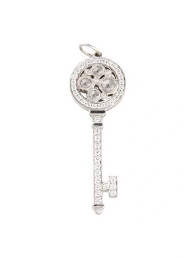 Pre-owned Tiffany & Co Platinum Diamond Cobblestone Key Pendant In Multi