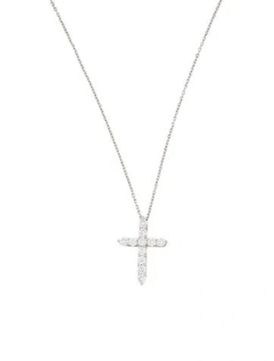 Pre-owned Tiffany & Co Platinum Diamond Cross Pendant, 17" In Multi