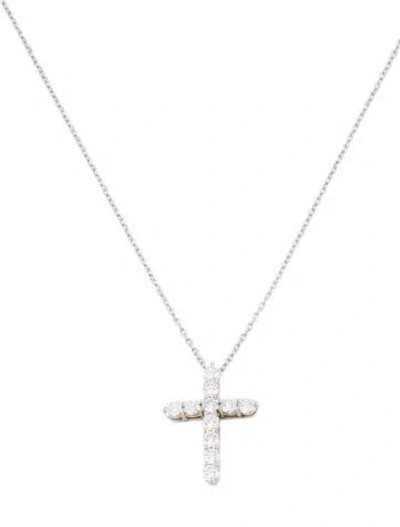 Pre-owned Tiffany & Co Platinum Diamond Cross Pendant Necklace, 16" In Multi