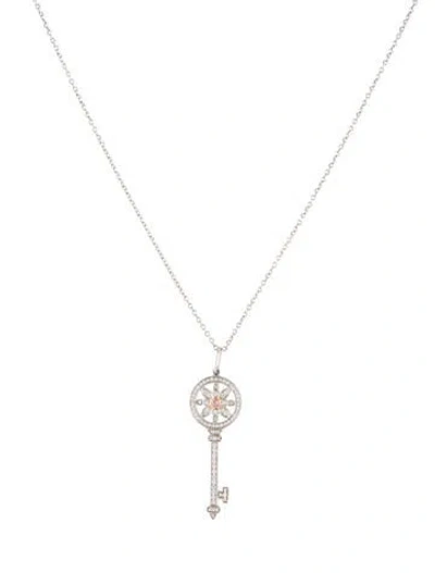 Pre-owned Tiffany & Co Platinum Diamond Daisy Key Pendant Necklace, 16" In Multi