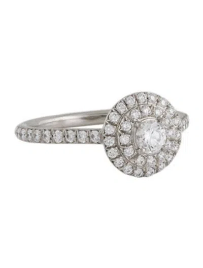 Pre-owned Tiffany & Co Platinum Diamond Double Halo Soleste Engagement Ring In Multi