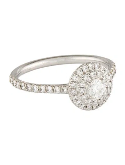 Pre-owned Tiffany & Co Platinum Diamond Double Halo Soleste Ring In Multi