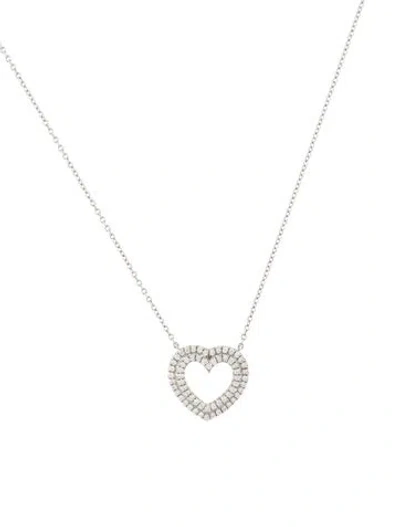 Pre-owned Tiffany & Co Platinum Diamond Double Metro Heart Pendant Necklace, 16" In Multi