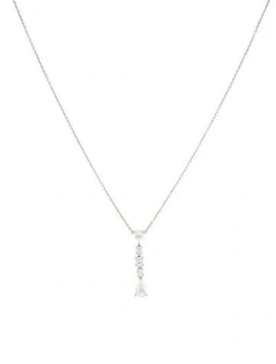 Pre-owned Tiffany & Co Platinum Diamond Drop Pendant Necklace, .25" In Multi