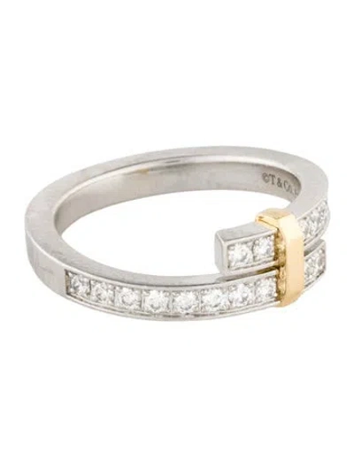 Pre-owned Tiffany & Co Platinum Diamond Edge Bypass Ring In Multi