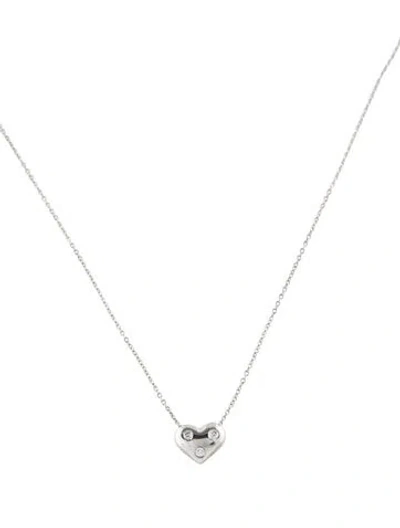 Pre-owned Tiffany & Co Platinum Diamond Etoile Heart Pendant Necklace, 16" In Multi