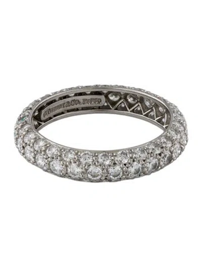 Pre-owned Tiffany & Co Platinum Diamond Etoile Three Row Band Ring In Multi