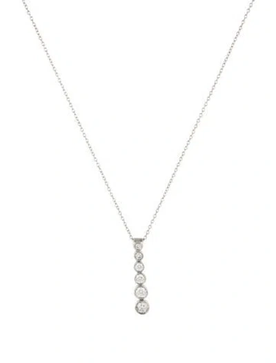 Pre-owned Tiffany & Co Platinum Diamond Graduated Jazz Drop Pendant Necklace, 16.5" In Multi