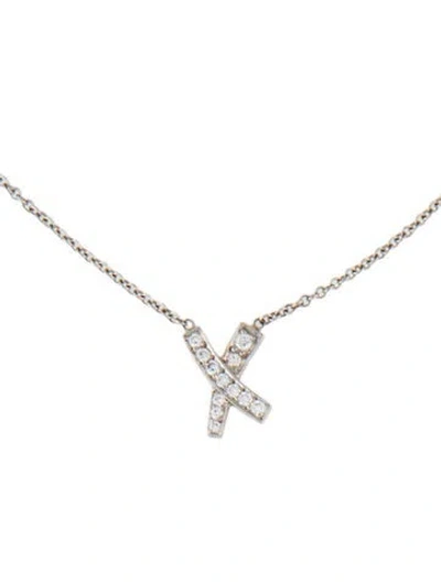 Pre-owned Tiffany & Co Platinum Diamond Graffiti X Pendant Necklace, 15" In Multi