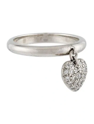 Pre-owned Tiffany & Co Platinum Diamond Heart Charm Ring In Multi