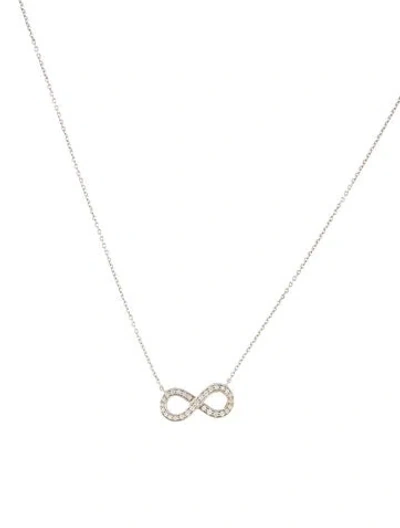 Pre-owned Tiffany & Co Platinum Diamond Infinity Pendant Necklace, 16" In Multi
