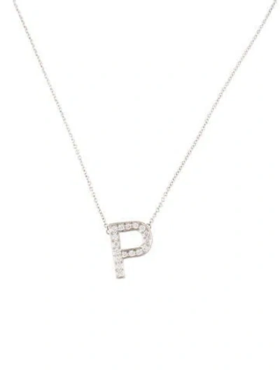 Pre-owned Tiffany & Co Platinum Diamond Initial 'p' Pendent Necklace, 16" In Multi
