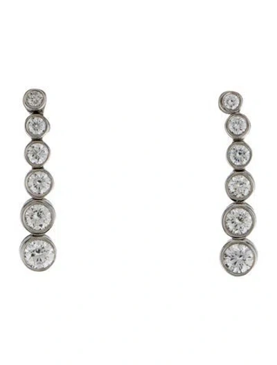 Pre-owned Tiffany & Co Platinum Diamond Jazz Graduated Drop Earrings In Multi