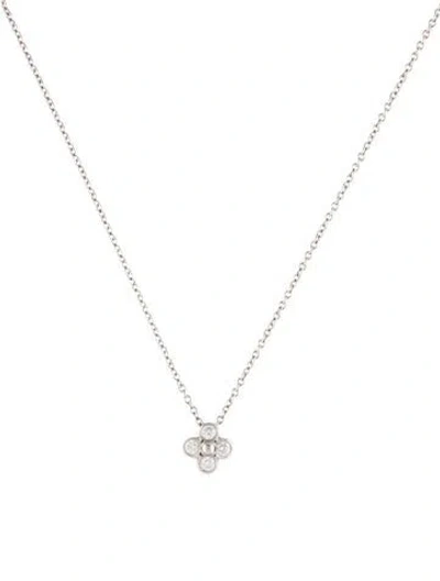 Pre-owned Tiffany & Co Platinum Diamond Lace Flower Pendant Necklace, 16" In Multi