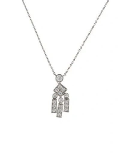 Pre-owned Tiffany & Co Platinum Diamond Legacy Pendant Necklace, 16" In Multi