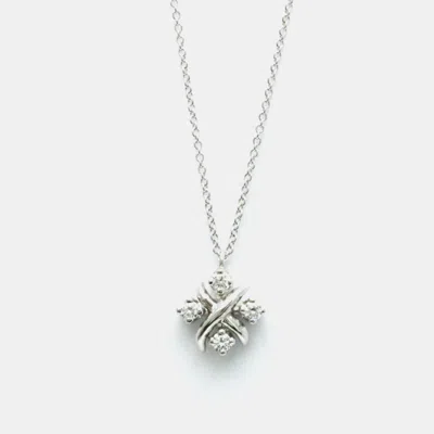 Pre-owned Tiffany & Co Platinum Diamond Lynn Pendant Schlumberger Necklace