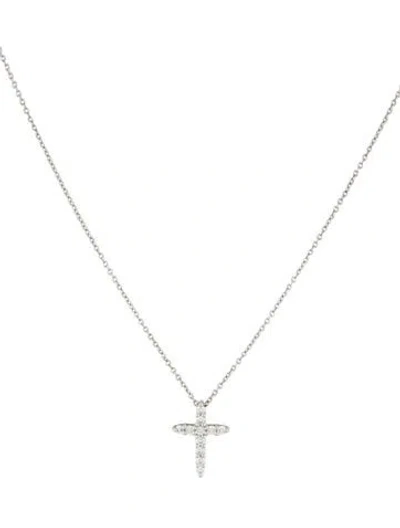 Pre-owned Tiffany & Co Platinum Diamond Mini Cross Necklace, 16" In Multi