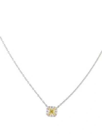 Pre-owned Tiffany & Co Platinum Diamond Mini Soleste Pendant Necklace, 16" In Multi