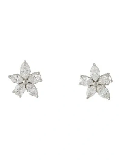 Pre-owned Tiffany & Co Platinum Diamond Mixed Cluster Stud Earrings In Multi