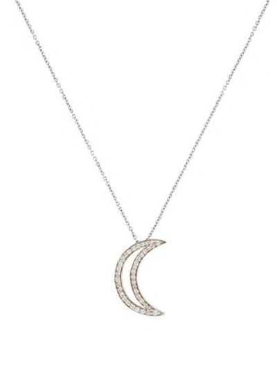 Pre-owned Tiffany & Co Platinum Diamond Moon Pendant Necklace, 16" In Multi