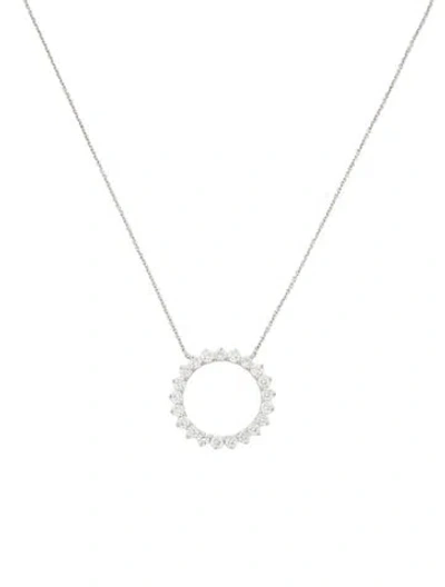 Pre-owned Tiffany & Co Platinum Diamond Open Circle Pendant Necklace, 16" In Multi